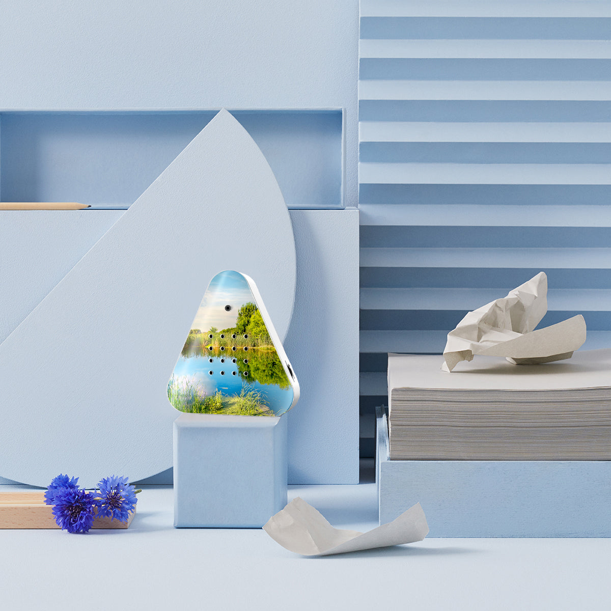 Lakesidebox Summertime│Huisje met Eendengeluiden│art. 11LSB0701001│Relaxound│op kubus in lichtbauwe setting