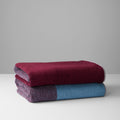 Badhanddoeken Set Blend Sky BLue & Bordeaux Lex Pott│art. LPTTSET70SBBO│2 stuks opgevouwen op stapel