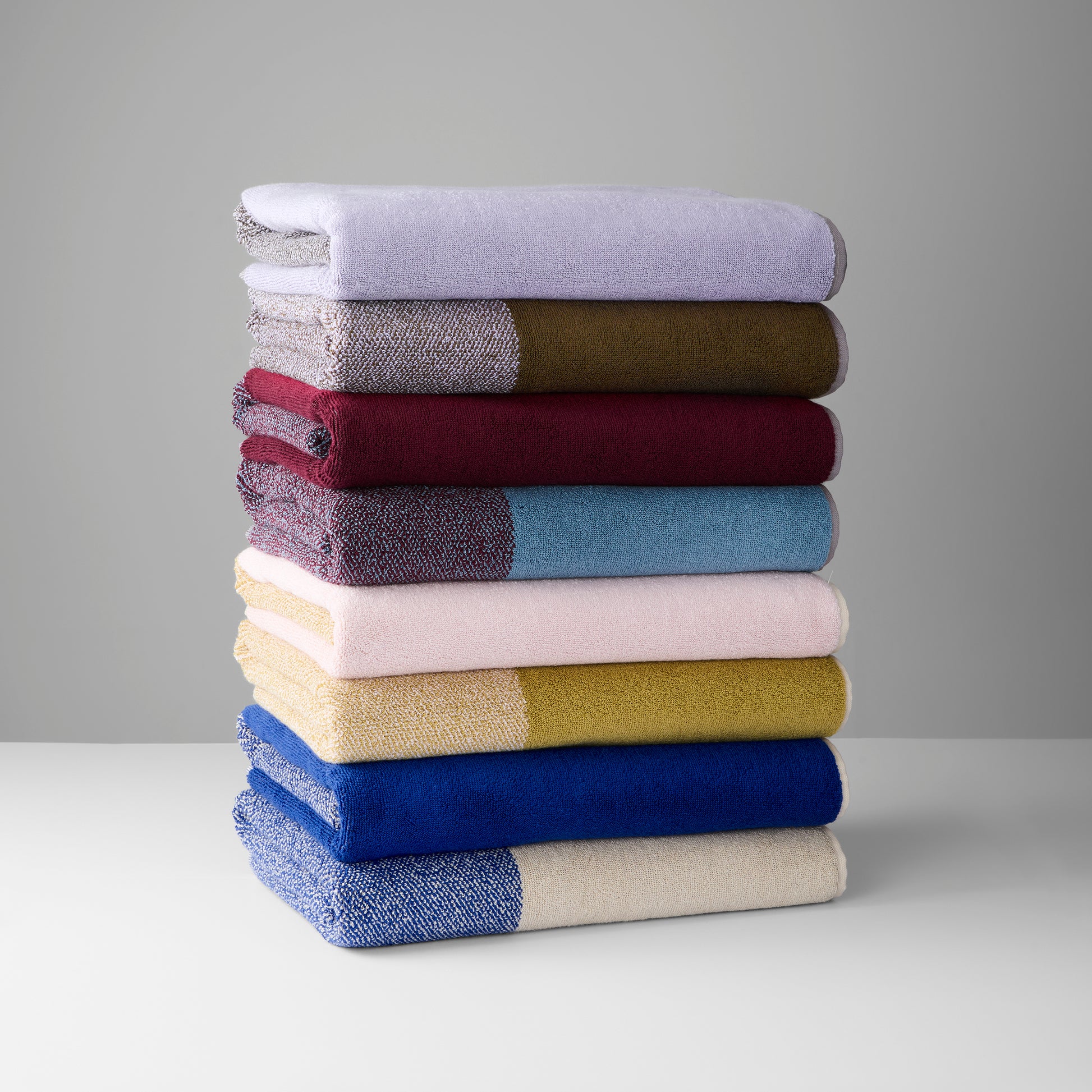 Handdoeken Set Blend Sky Blue & Bordeaux Lex Pott│art. LPTTSET50SBBO│alle kleuren op stapel