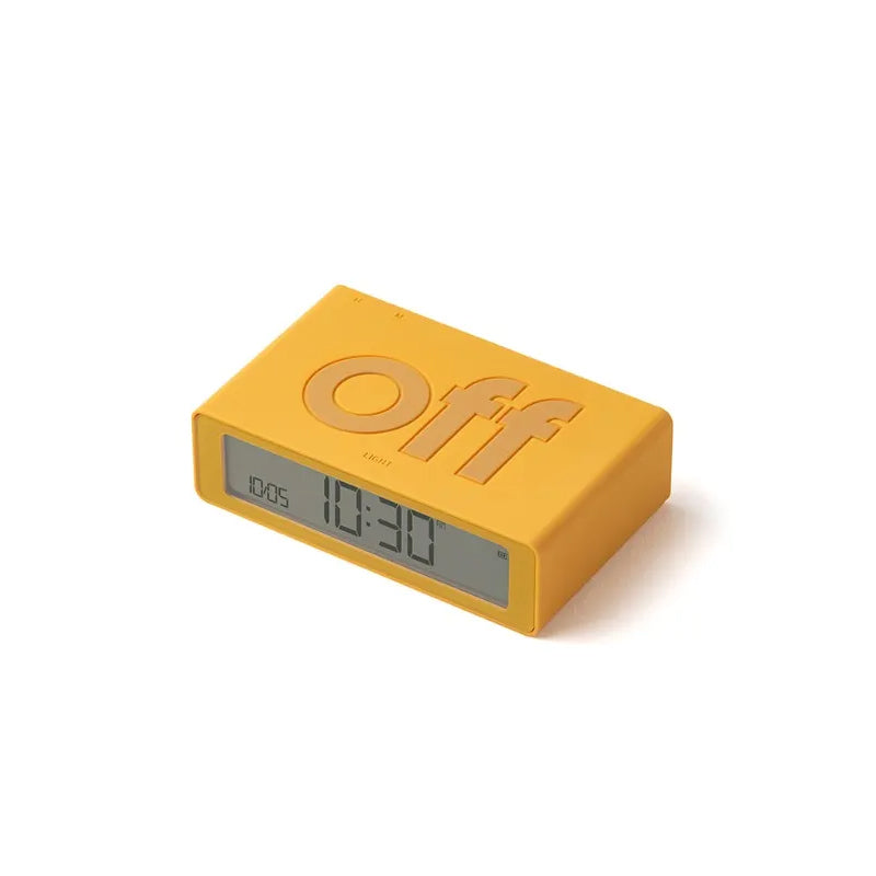 Lexon Flip Mini Wekker Digitaal Geel│art. LR158J9│bovenaanzicht schuin met licht uit