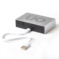 Lexon Flip Premium Wekker Aluminium│Art. LR152A│achterkant met USB-kabel