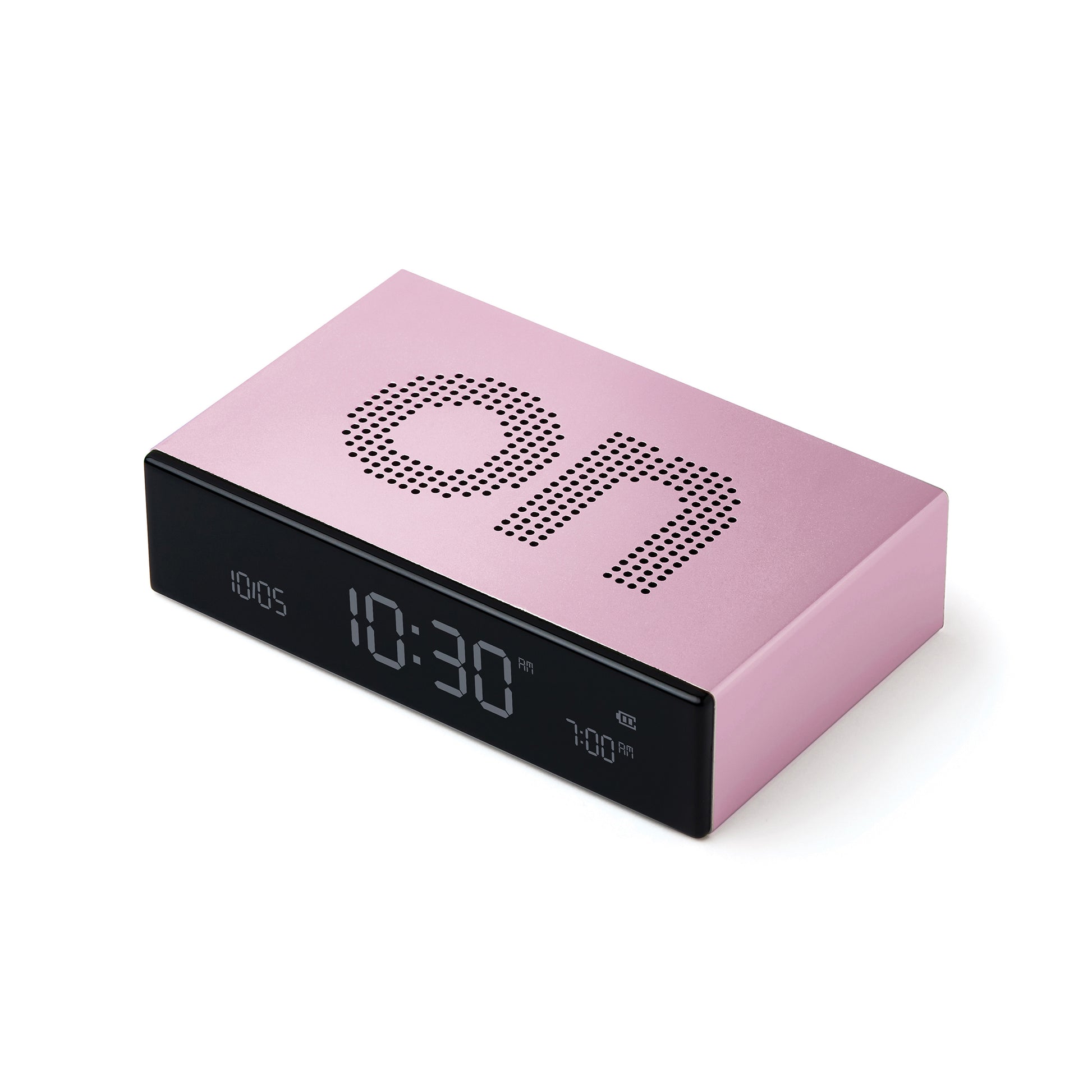 Lexon Flip Premium Wekke Digitaal Light Pink│art. LR152LP│bovenaanzicht schuin met On-teken boven