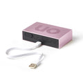 Lexon Flip Premium Wekke Digitaal Light Pink│art. LR152LP│achterkant met USB-kabel