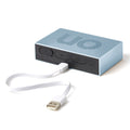 Lexon Flip Premium Wekker Lichtblauw│Art. LR152LB1│achterkant met USB-kabel