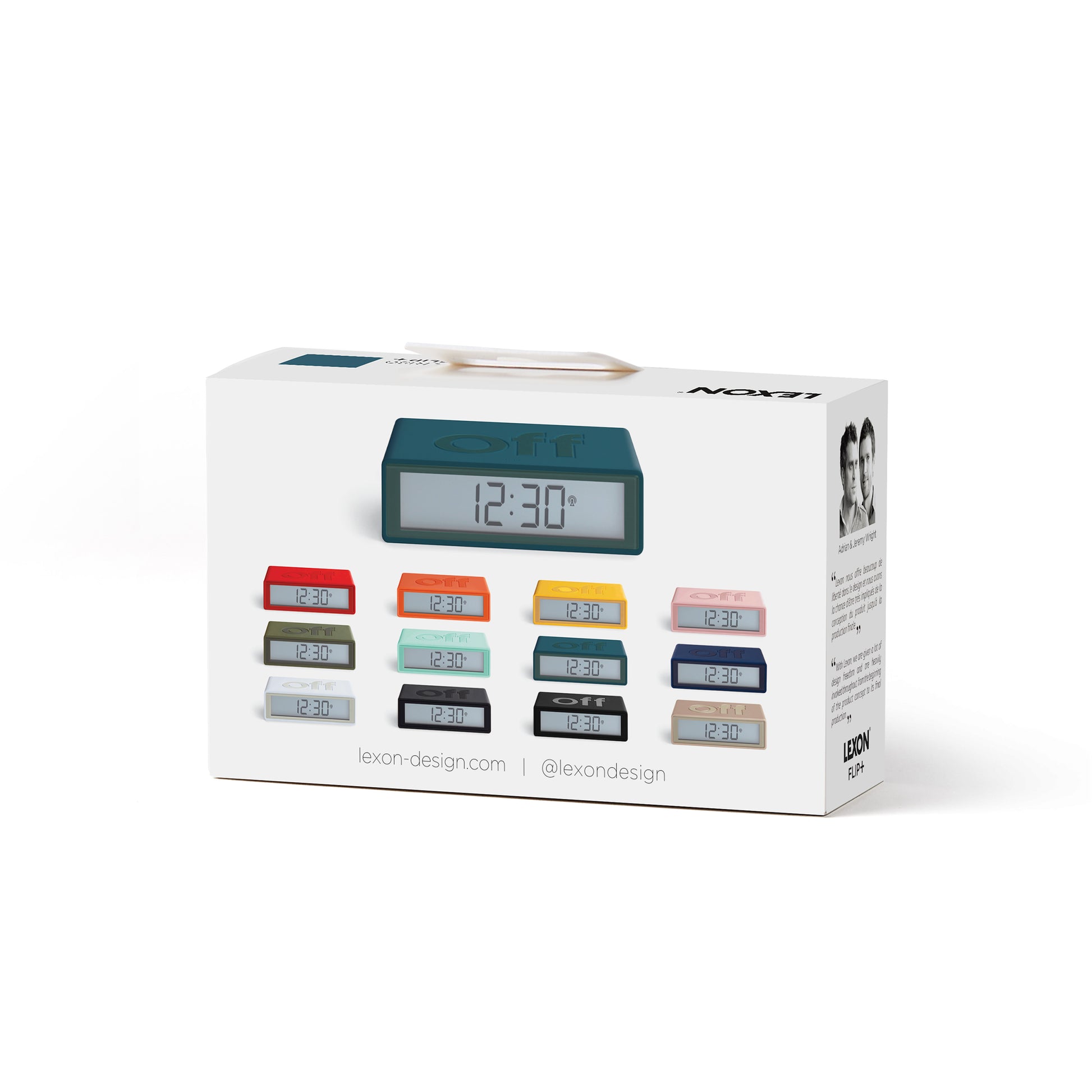 Lexon Flip+ Wekker Digitaal Lichtblauw│Radio Controlled│art. LR150LB1│achterkant verpakking