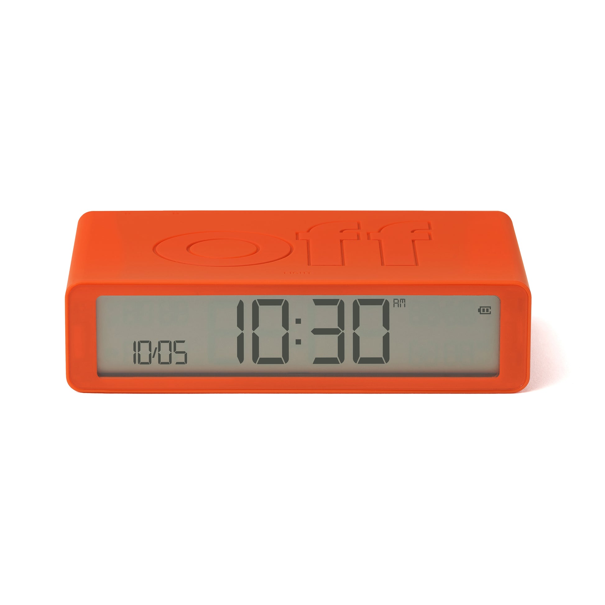 Lexon Flip+ Wekker Digitaal Oranje│art. LR157O4│vooraanzicht met verlichting uit
