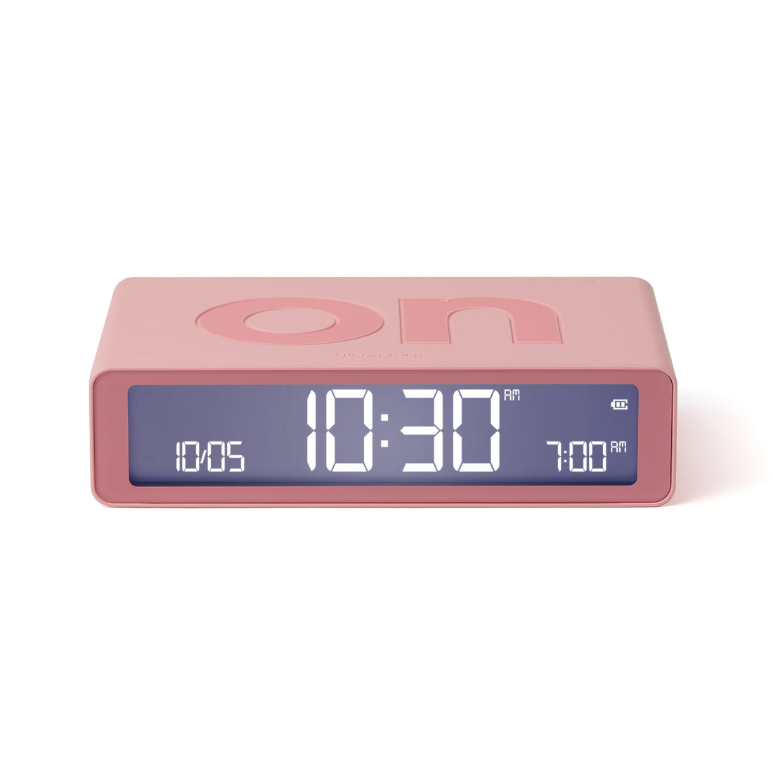 Lexon Flip Classic Wekker Digitaal│Roze│art. LR157P4│vooraanzicht met verlichting aan