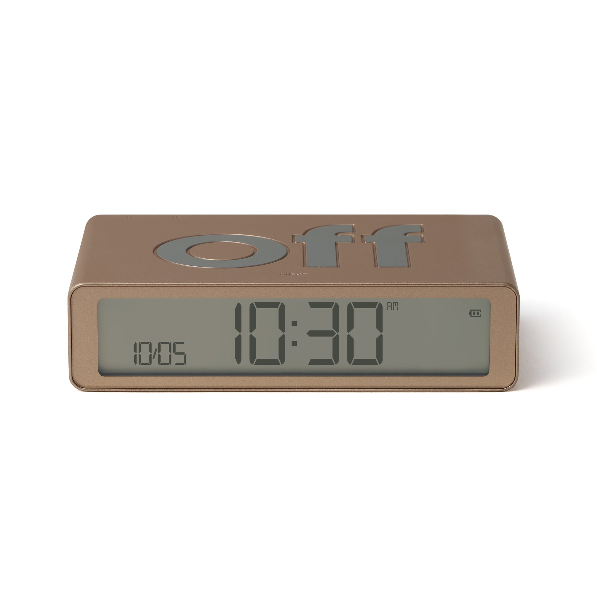 Lexon Flip Classic Wekker Digitaal Goud│art. LR157D1│vooraanzicht met  licht uit