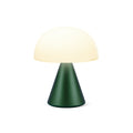 Lexon Mina Medium Donker Groen│Oplaadbare Led-Lamp│art. LH64DG1│vooraanzicht met warm licht aan