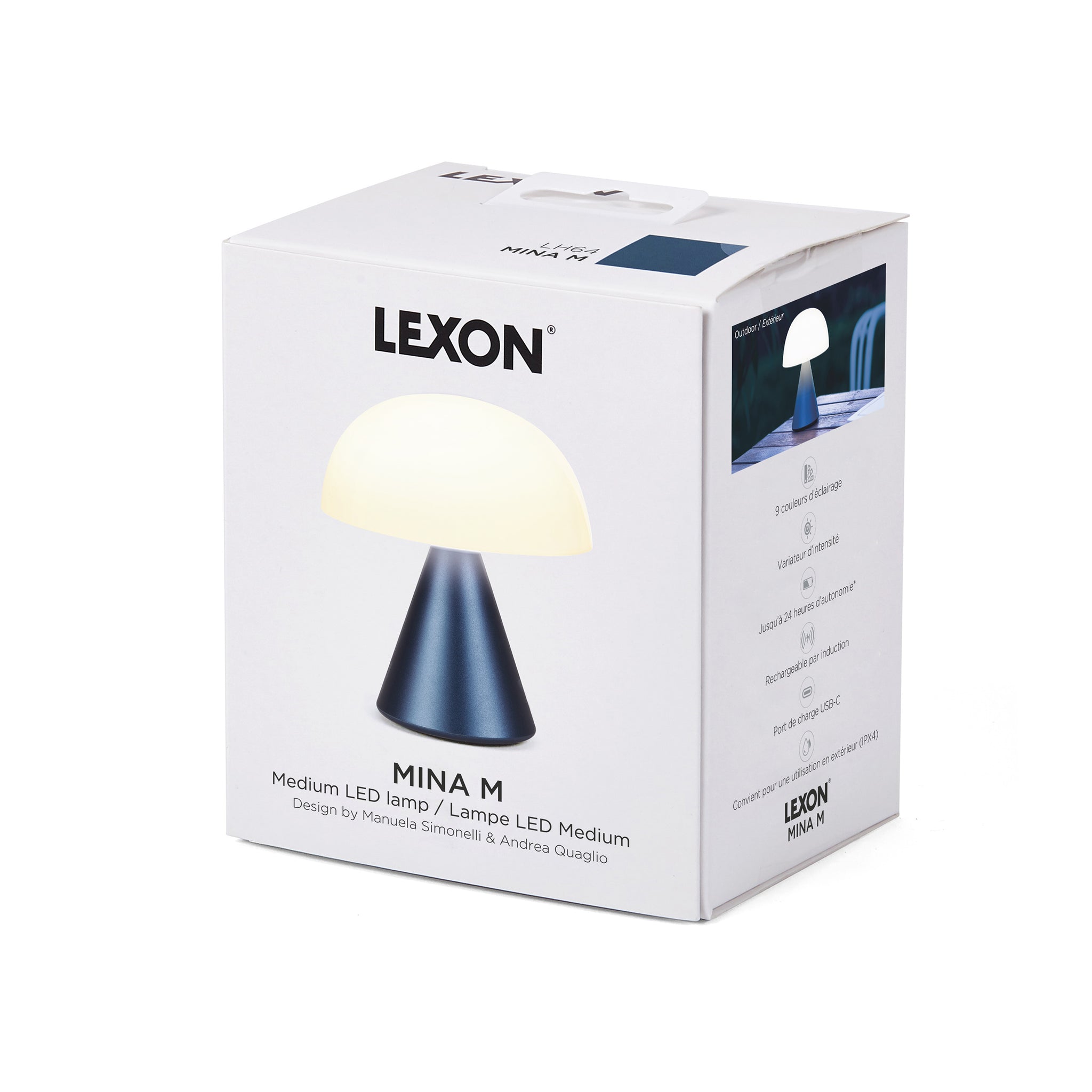 Lexon Mina Medium Aluminium│Oplaadbare LED-Lamp│art. LH64MAP│verpakking dicht