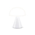 Lexon Mina Medium Glossy White│Oplaadbare LED-Lamp│art. LH64WG│vooraanzicht met wit licht aan