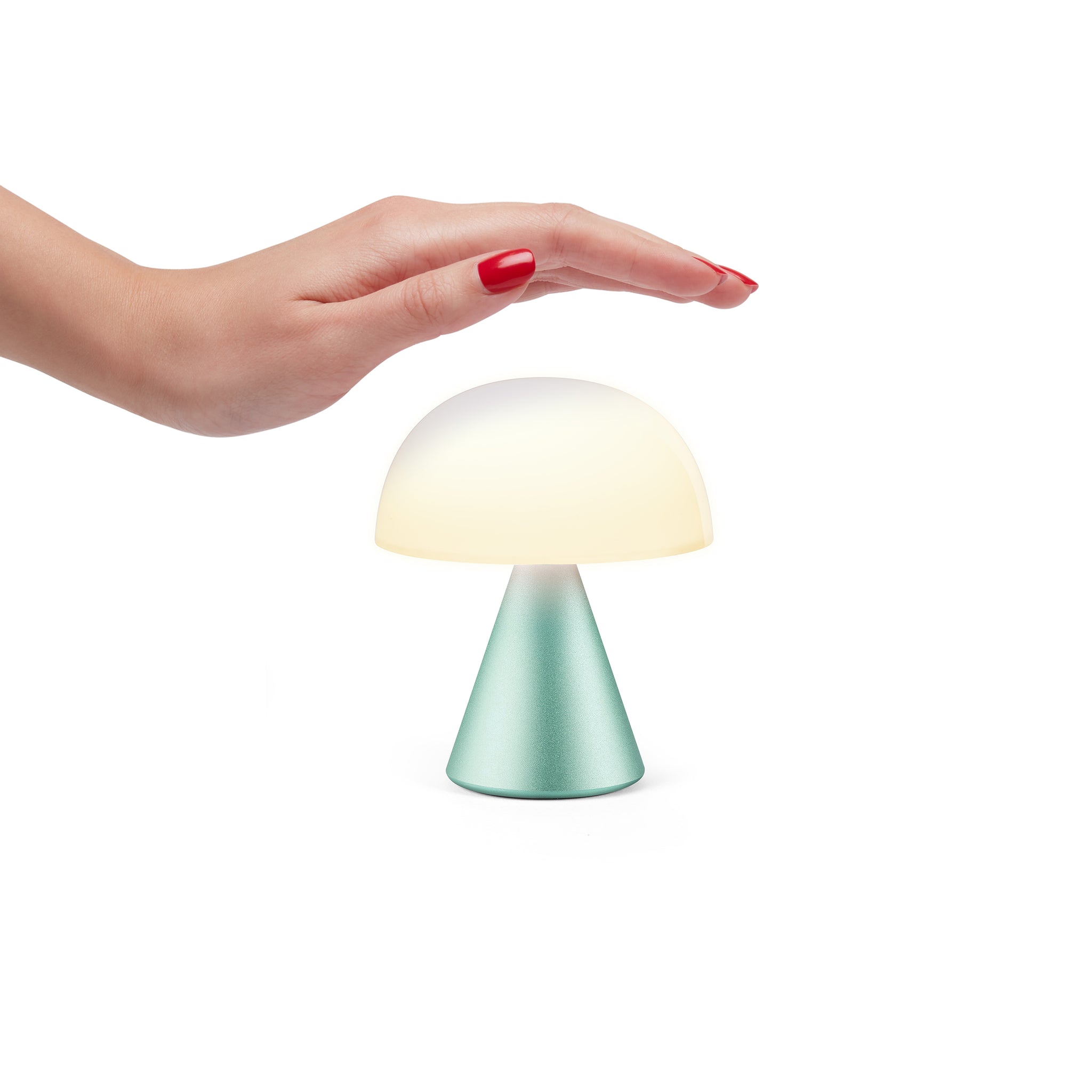 Lexon Mina Medium Mint Groen│LH64M1│Oplaadbare LED-Lamp│bediening met hand boven lamp