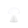Lexon Mina Small│Oplaadbare LED lamp Glossy White│art. LH60WG│voorkant met wit licht aan