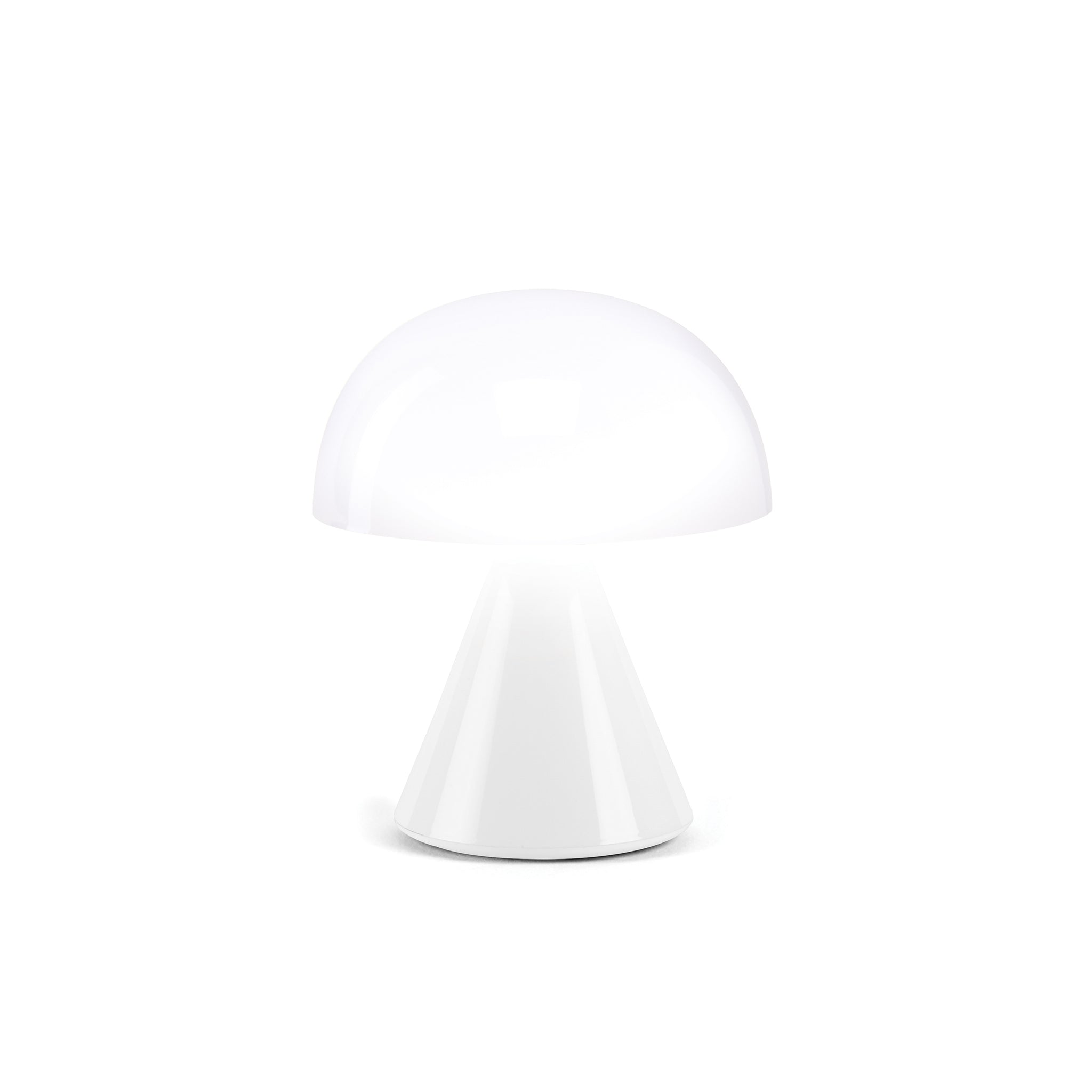 Lexon Mina Small│Oplaadbare LED lamp Glossy White│art. LH60WG│voorkant met wit licht aan