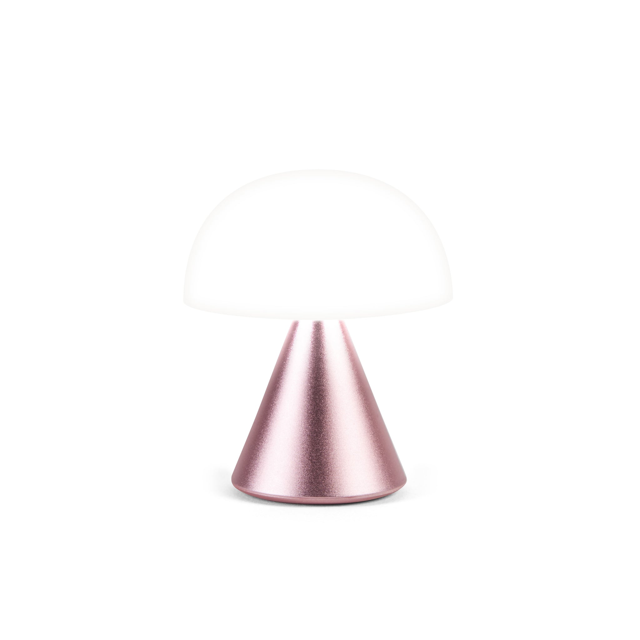 Lexon Mina Small Roze│Oplaadbare LED lamp│art. LH60MLP│vooraanzijde met wit licht aan
