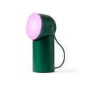 Lexon Orbe Donkergroen│Oplaadbare Tafellamp│art. LH88DG1│vooraanzicht met paars licht aan