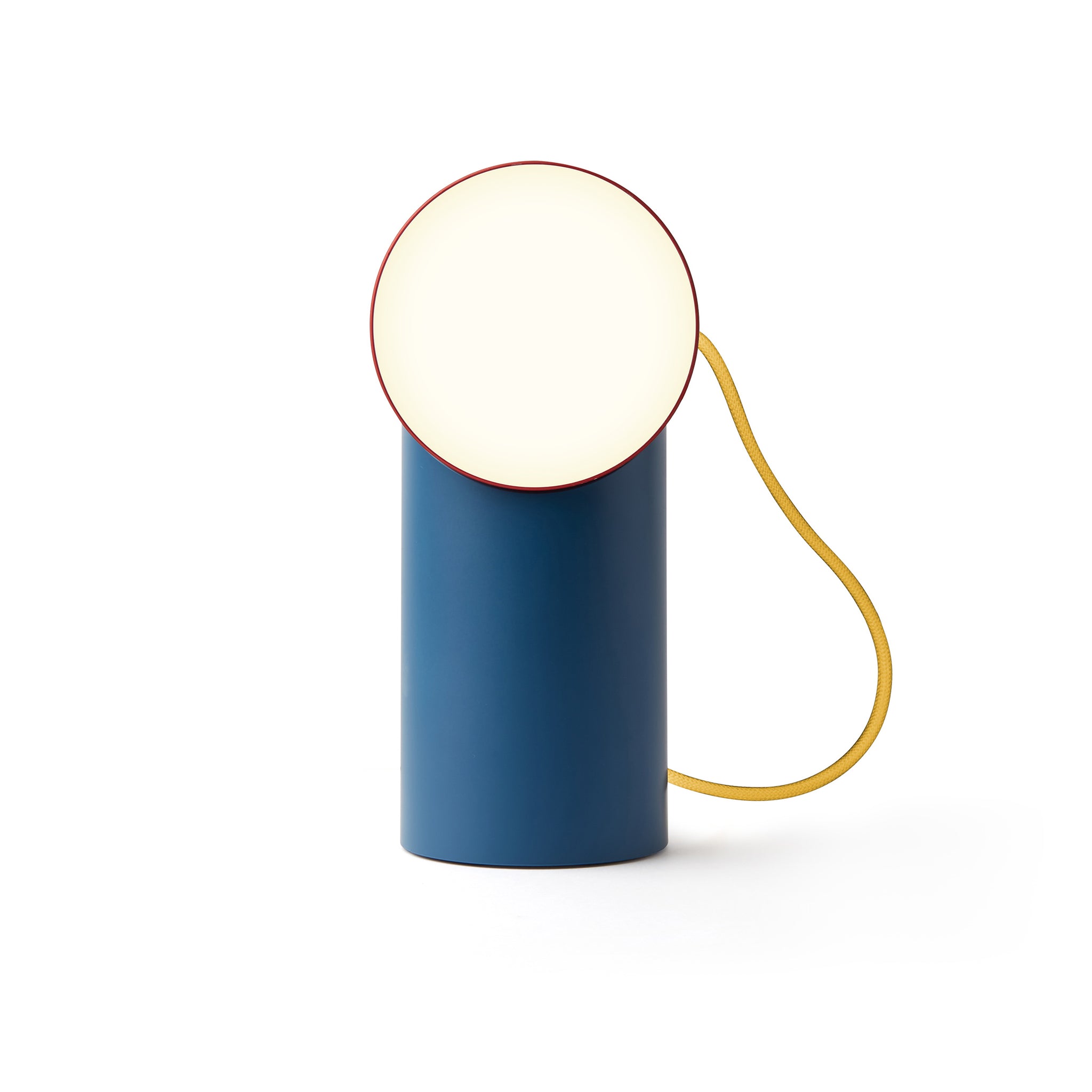Lexon Orbe Duck Blue&Red│Oplaadbare Tafellamp│art. LH88DRY│vooraanzicht met licht naar voren gericht