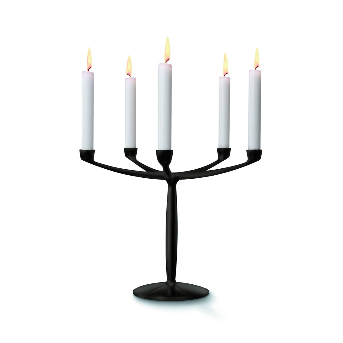 Lucy Kandelaar Mat Zwart│Marcel Wanders voor Goods│art. LC 50.02│vooraanzicht met brandende kaarsen