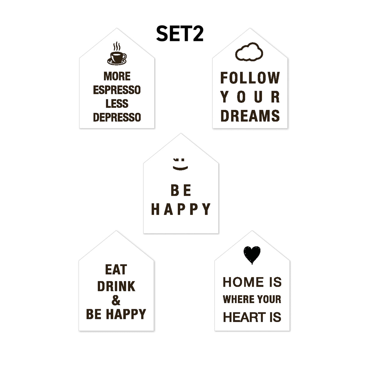 Folieset Be Happy voor de Sompex Lumicasa tafellamp met vijf folies