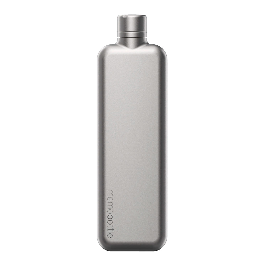 Memobottle Platte Waterfles Slim RVS Slim Satin - vooraanzicht met witte achtergrond.