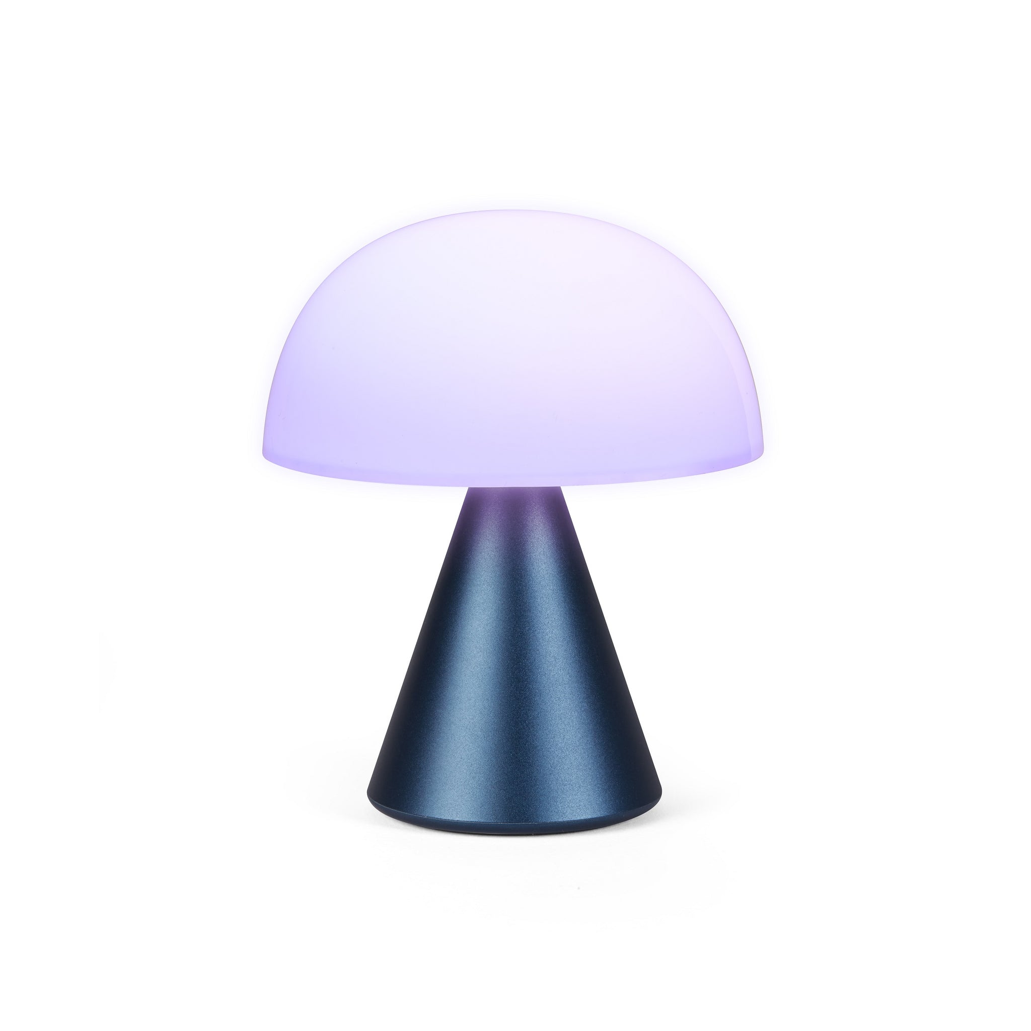 Lexon Mina Medium Donkerblauw│Oplaadbare LED-lamp│art. LH64MDB│paars licht aan