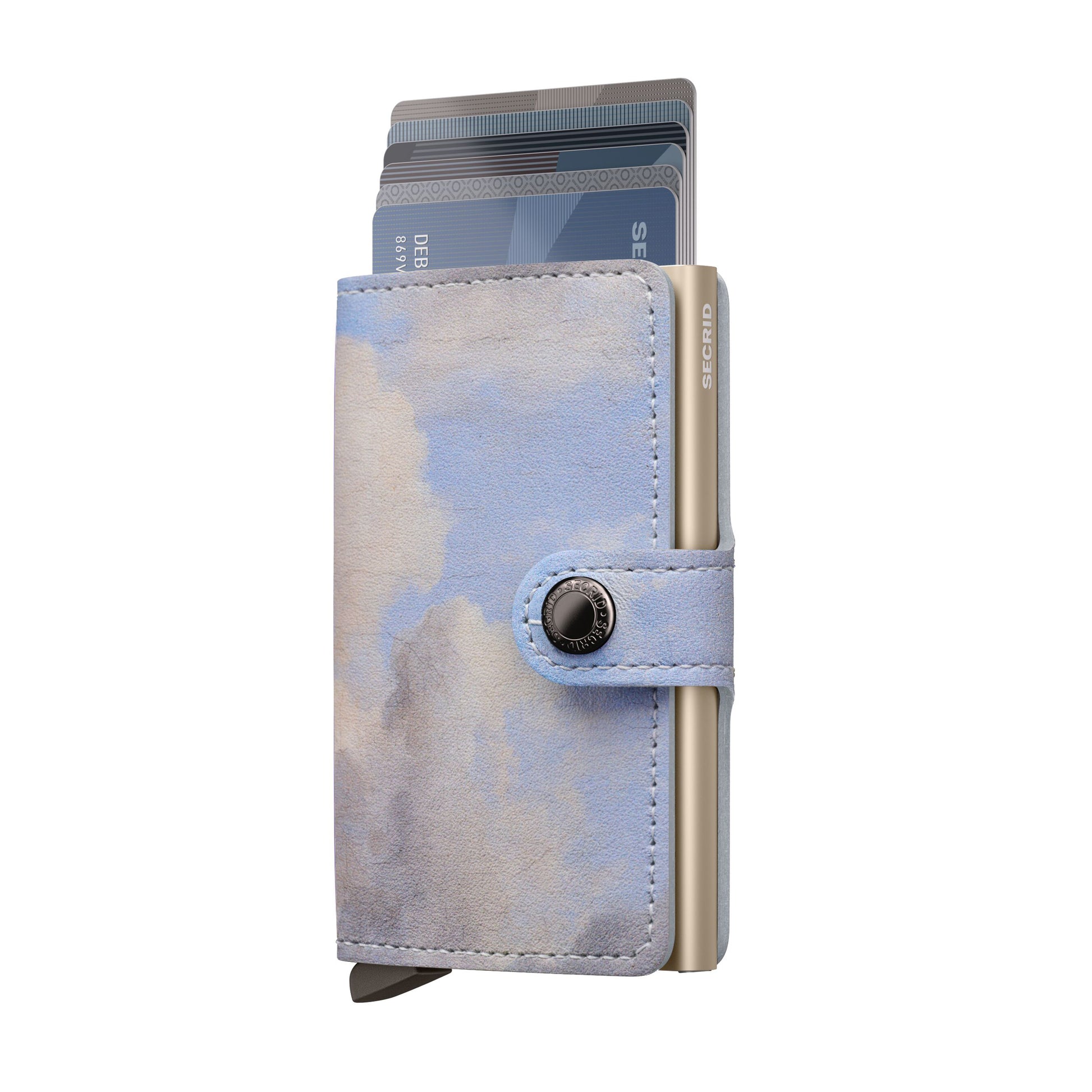 Secrid Miniwallet Art Collection│art. MAR-CLOUDS│vooraanzicht met uitgeschoven kaarten