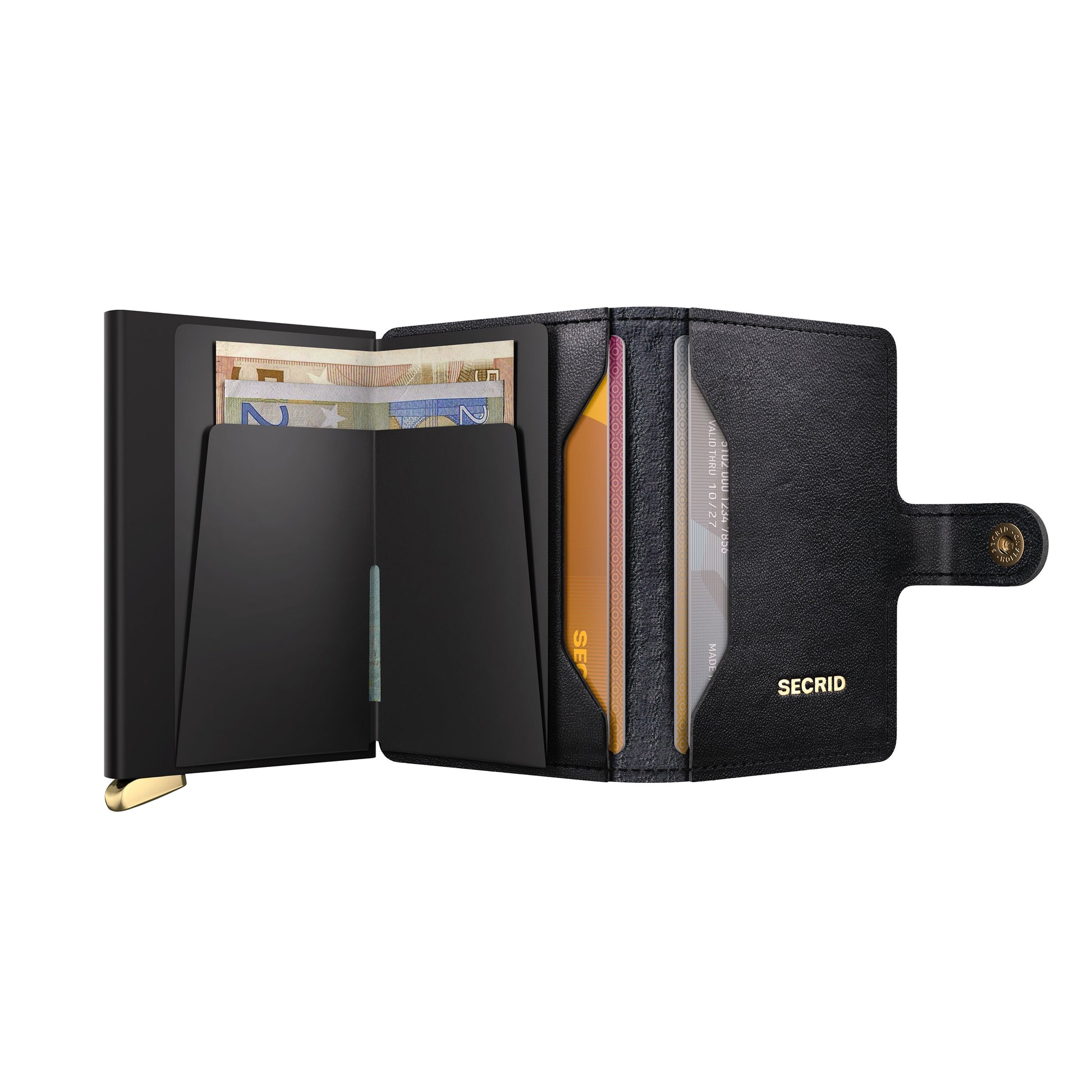 Secrid Miniwallet Emboss Diamond│art. MED-BLACK│geopend met contant geld