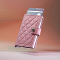 Secrid Miniwallet Emboss Diamond│art. MED-ROSE│zwevend met uitgeschoven kaarten
