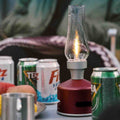 MoriMori LED-Lantern & Bluetooth Speaker Lumi Wine Red│Buitenverlichting│art. FLS-2012-SR│buiten op tafel naast blikjes