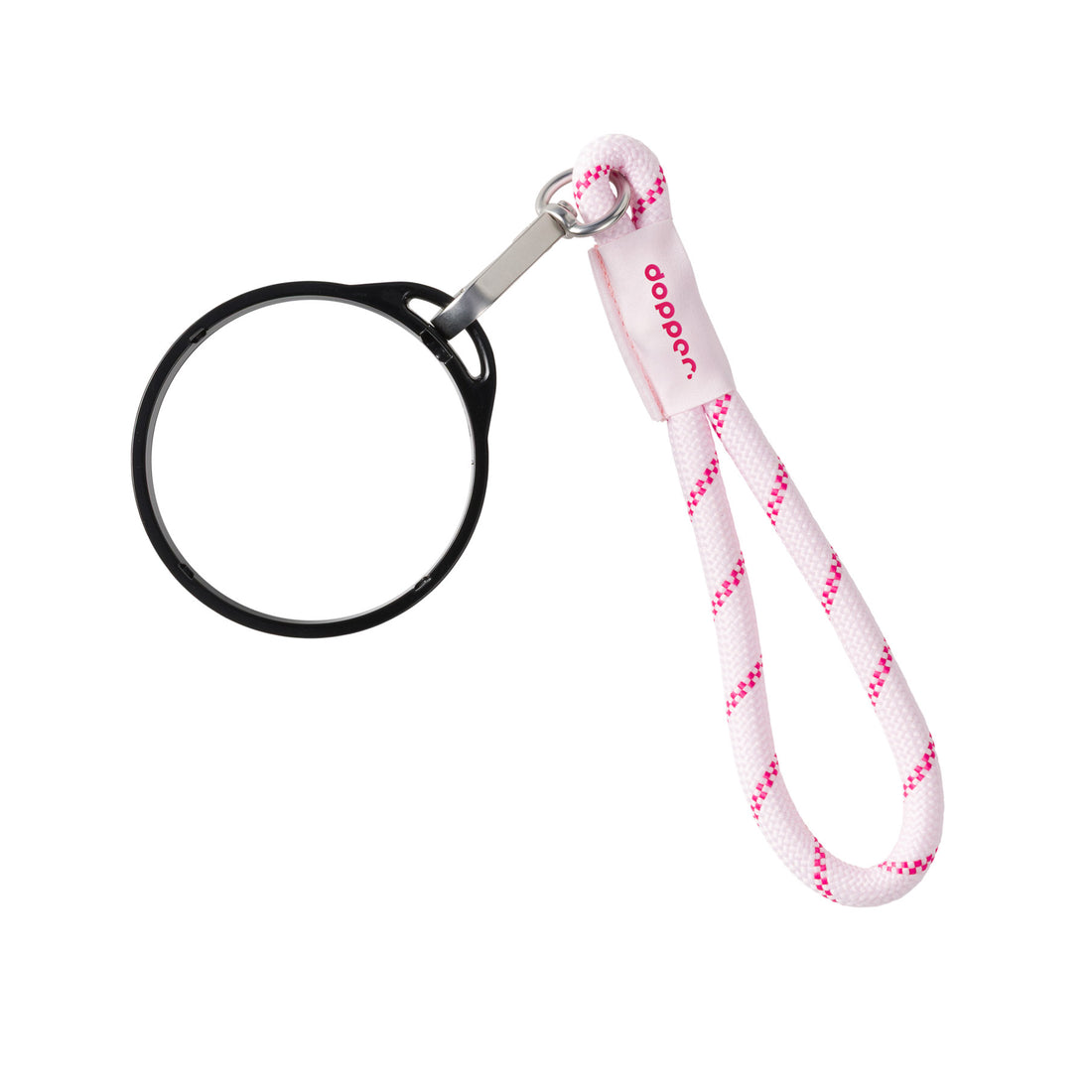 Dopper Wrist Cord for Travel Mug Black & Cherry Pink│vooraanzicht met witte achtergrond
