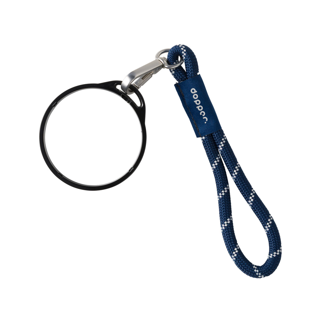Dopper Wrist Cord for Travel Mug Black & Midnight Silver - vooraanzicht met witte achtergrond