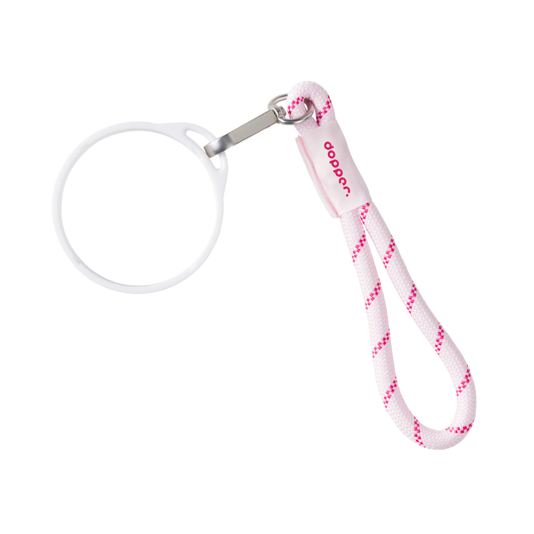 Dopper Wrist Cord for Travel Mug White & Cherry Pink│vooraanzichet met witte achtergrond