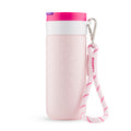 Vooraanzicht Dopper Travel Mug Large 400ml Berry Pink met Wrist Cord in White & Cherry Pink