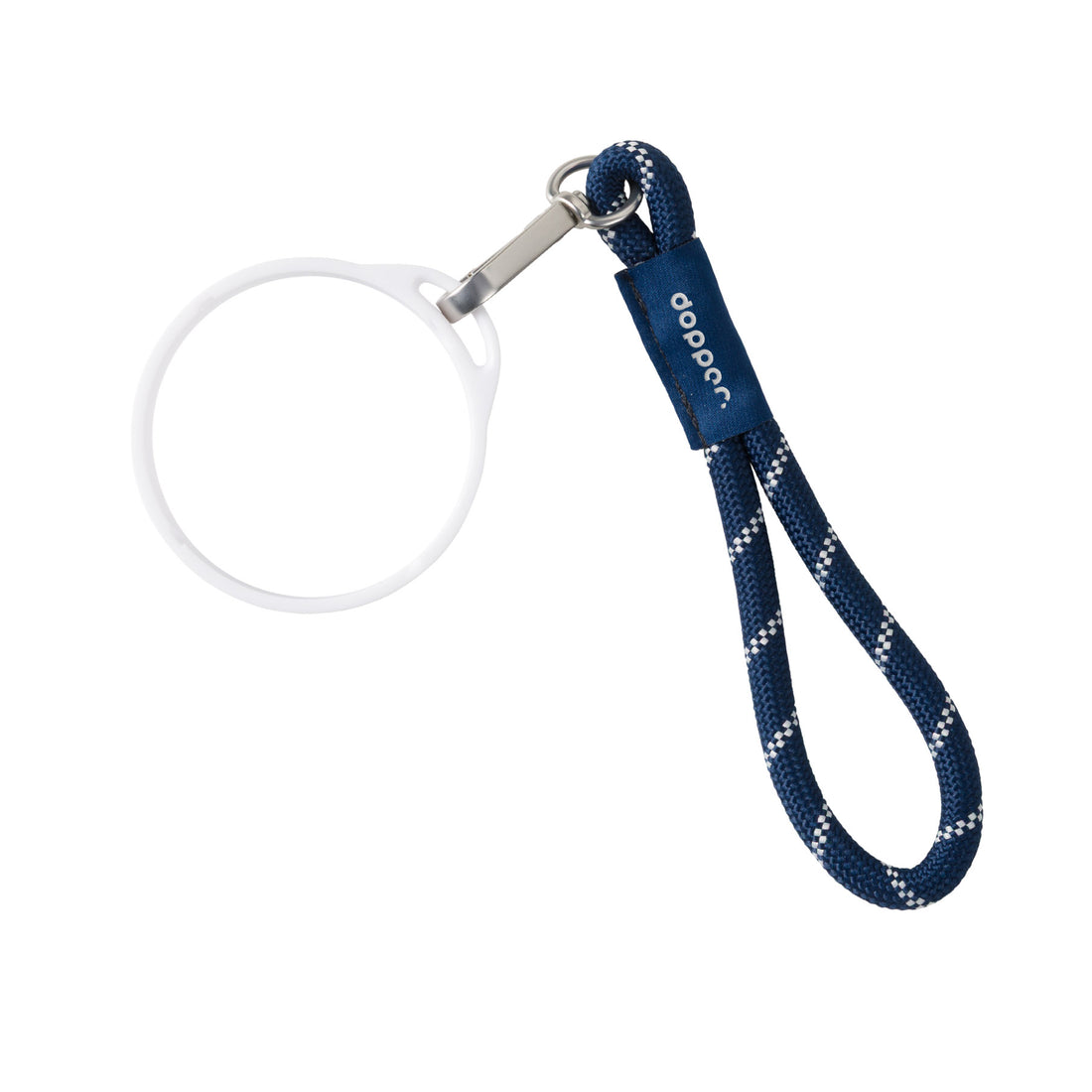 Dopper Wrist Cord for Travel Mug White & Midnight Silver - vooraanzicht met witte achtergrond