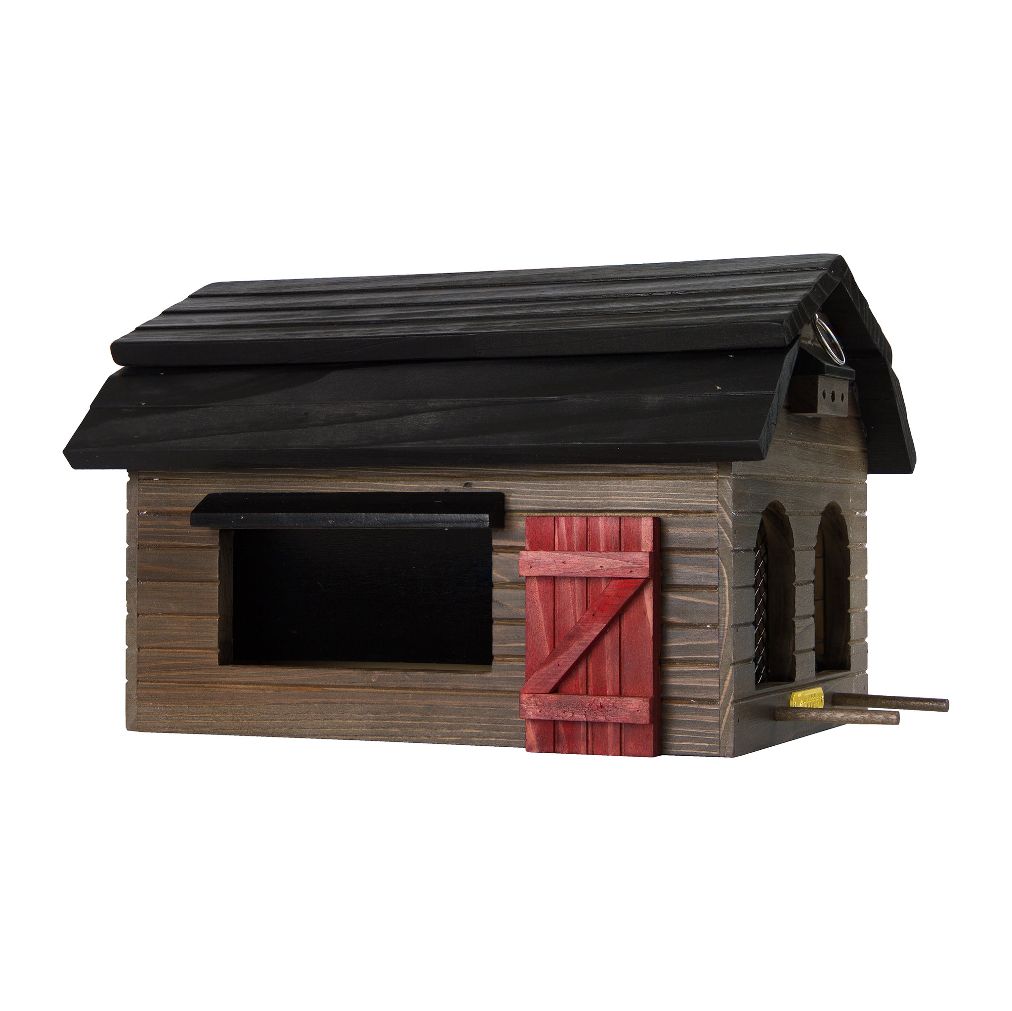 Multifeeder Schuur Bruin│Voederhuis Vogels│Wildlife garden art. WG220│zijaanzicht met witte achtergrond