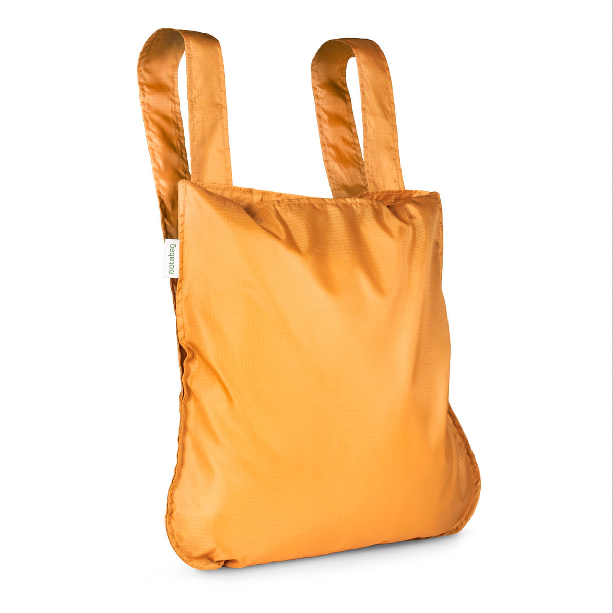 Notabag Recycled Mosterd Geel als rugzak tegen witte achtergrond