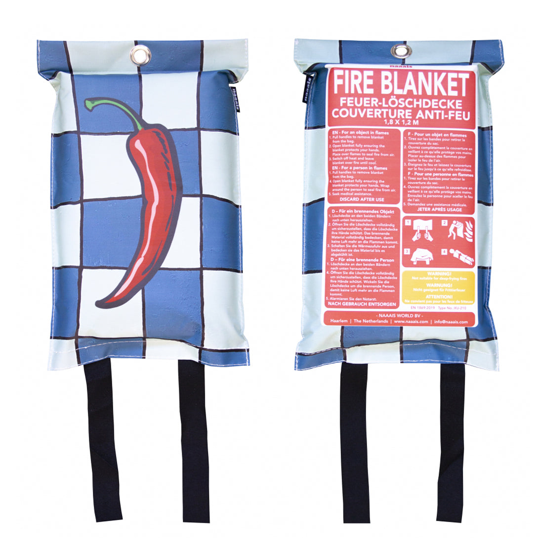 Blusdeken Naaais Rode Peper│Fire Blanket│art. FB01PEP│voor- en achterkant