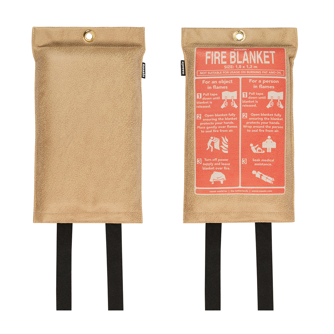 Blusdeken Vegan Caramel Naaais│Fire Blanket Kunstleer│art. FB02CAR│voor- en achterkant