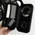 Nähe hard Shell Case Zwart│Opbergmap│HIthtide│art. GB277-BK│geopend in hand met kabels etc