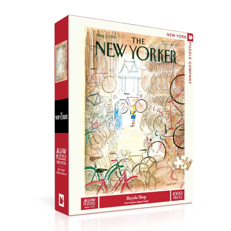 Puzzel Bicycle Shop│The New Yorker│art. NPZNY1706│voorkant schuin verpakking met schaduw