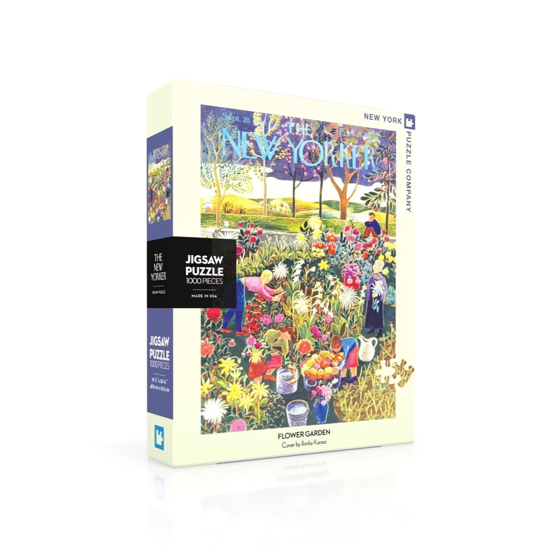 Puzzel The New Yorker│Flower Garden│New York Puzzle Company│art. NPZNY1953│verpakking staand met witte achtergrond