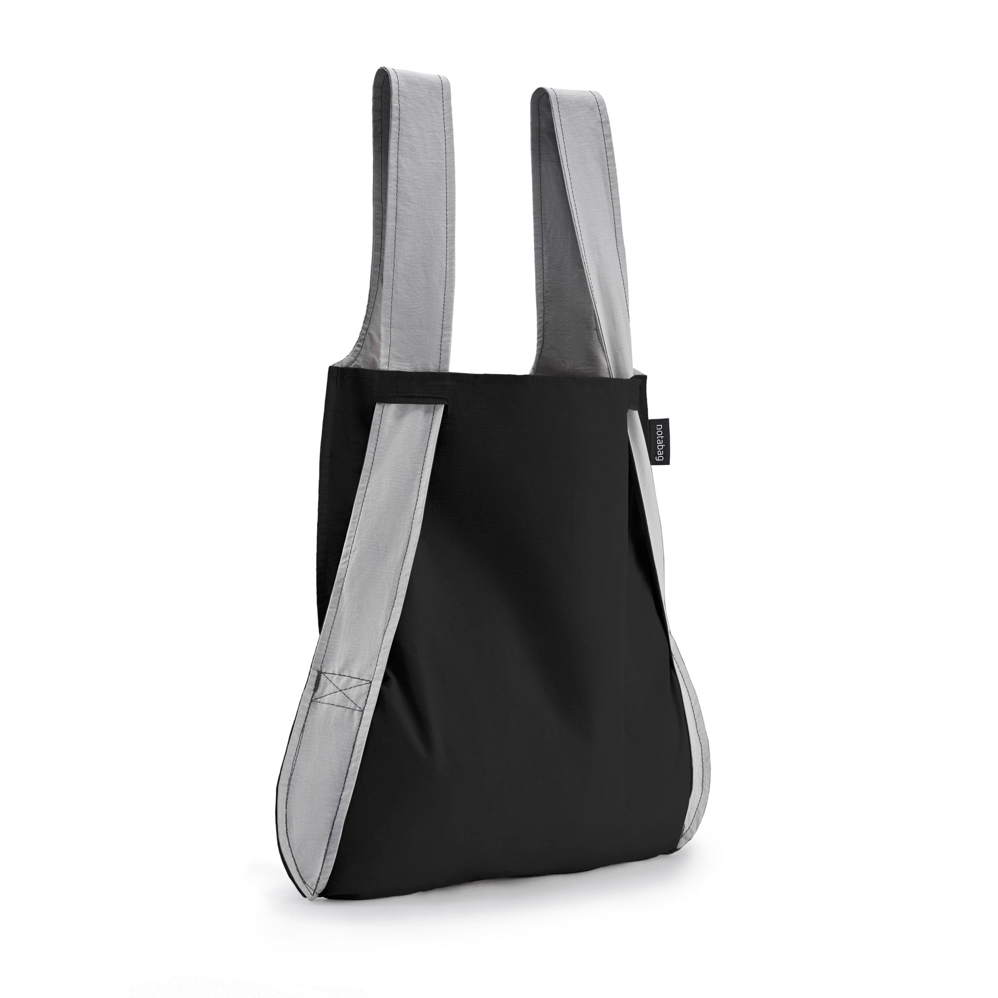 Notabag Grijs & Zwart als shopper tegen witte achtergrond