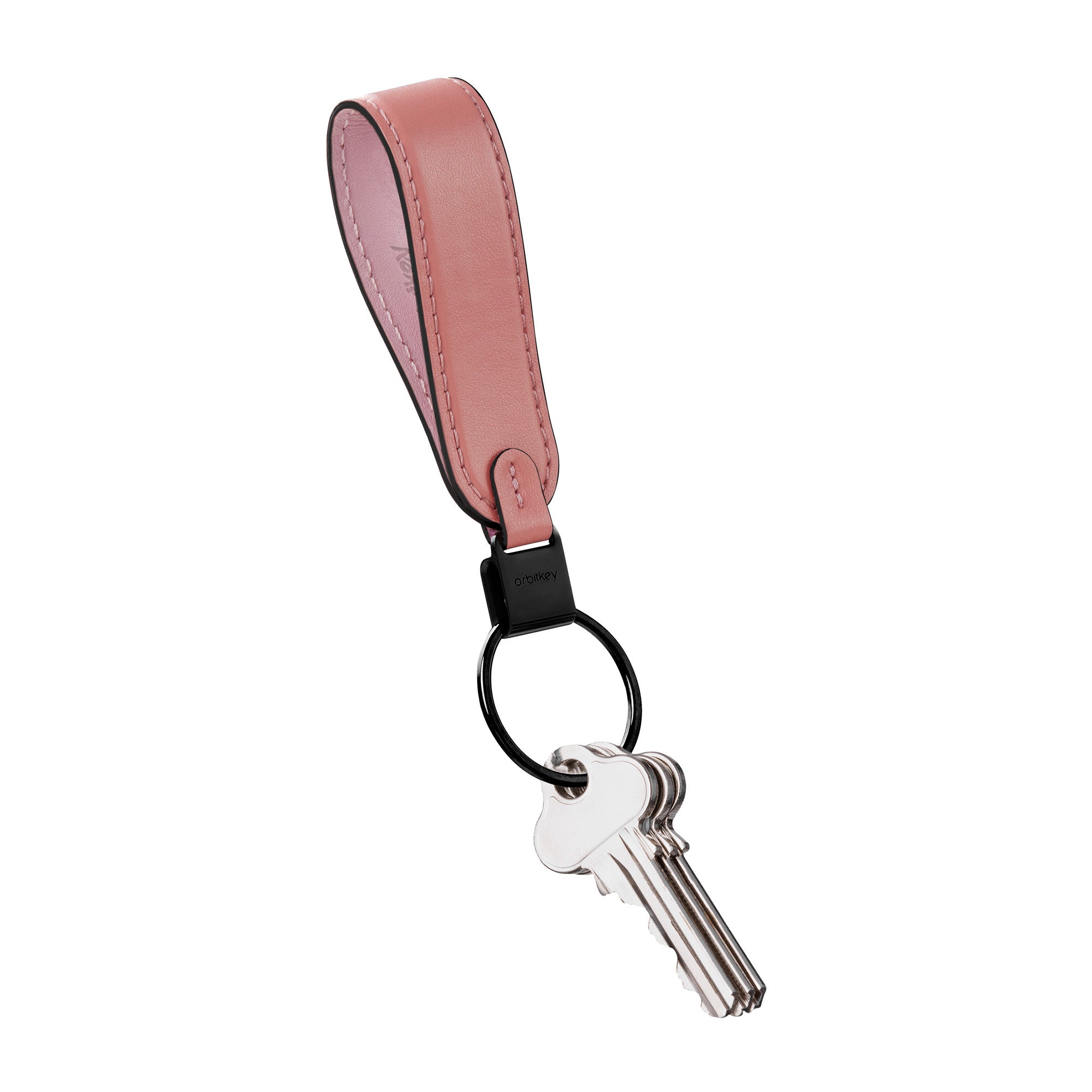 Obitkey Loop Roze│Sleutelhanger Leer│art. PLK1-CCY-101│voorkant schuin met sleutels en witte achtergrond