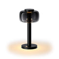 ELLE Decoration Odeon rechargeable table lamp in matt black, front view on a white background.
