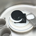 Tower onderzetter Siliconen Zwart│Yamazaki│art. 025393│met witte versie in wasbak