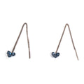 Swarowski Oorbellen Petrol o3 Lang│Hester Zagt│bovenaanzicht liggend met gebogen ketting