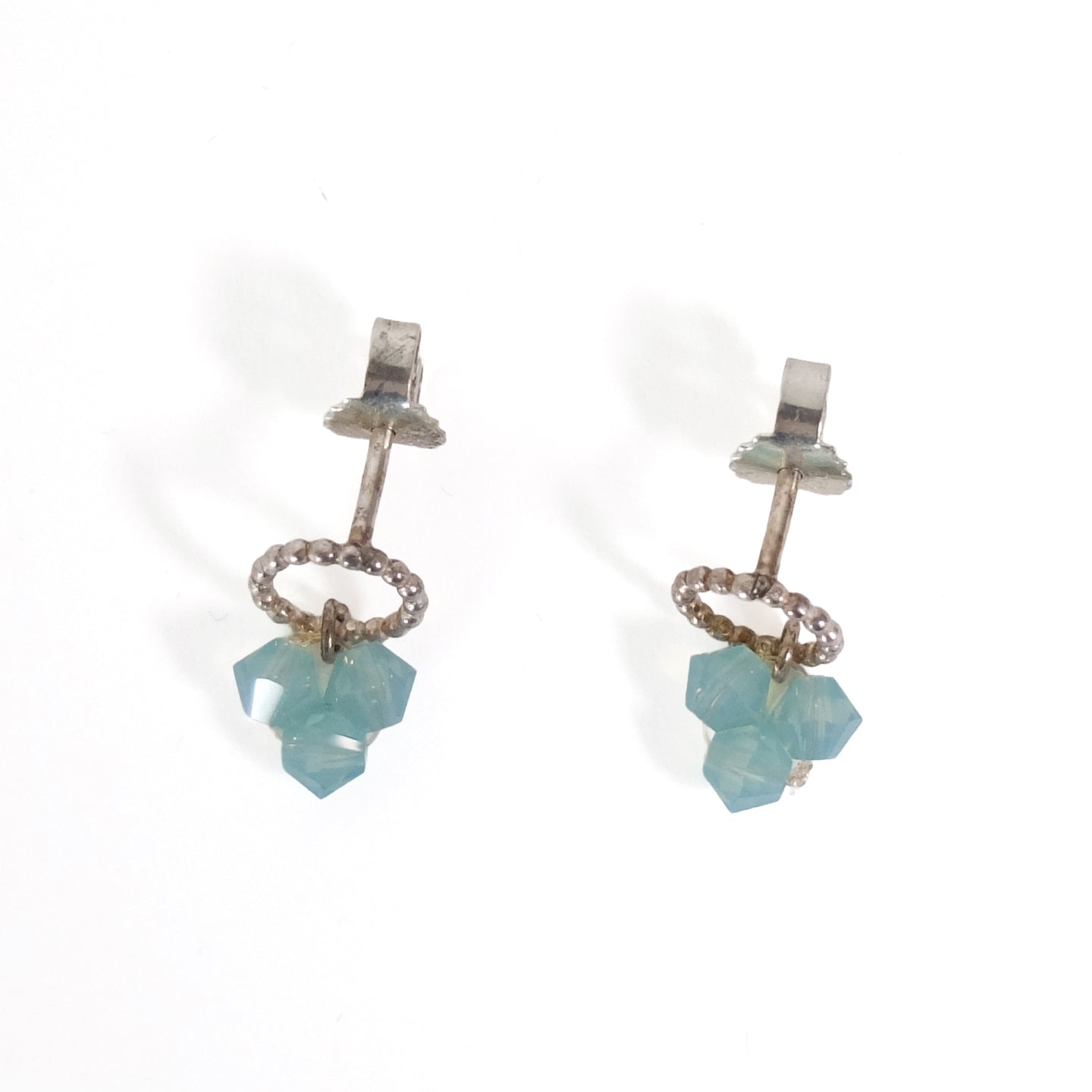 Swarowski Oorbellen Aquamarijn o3 Rond│Hester Zagt│bovenaanzicht met schaduw