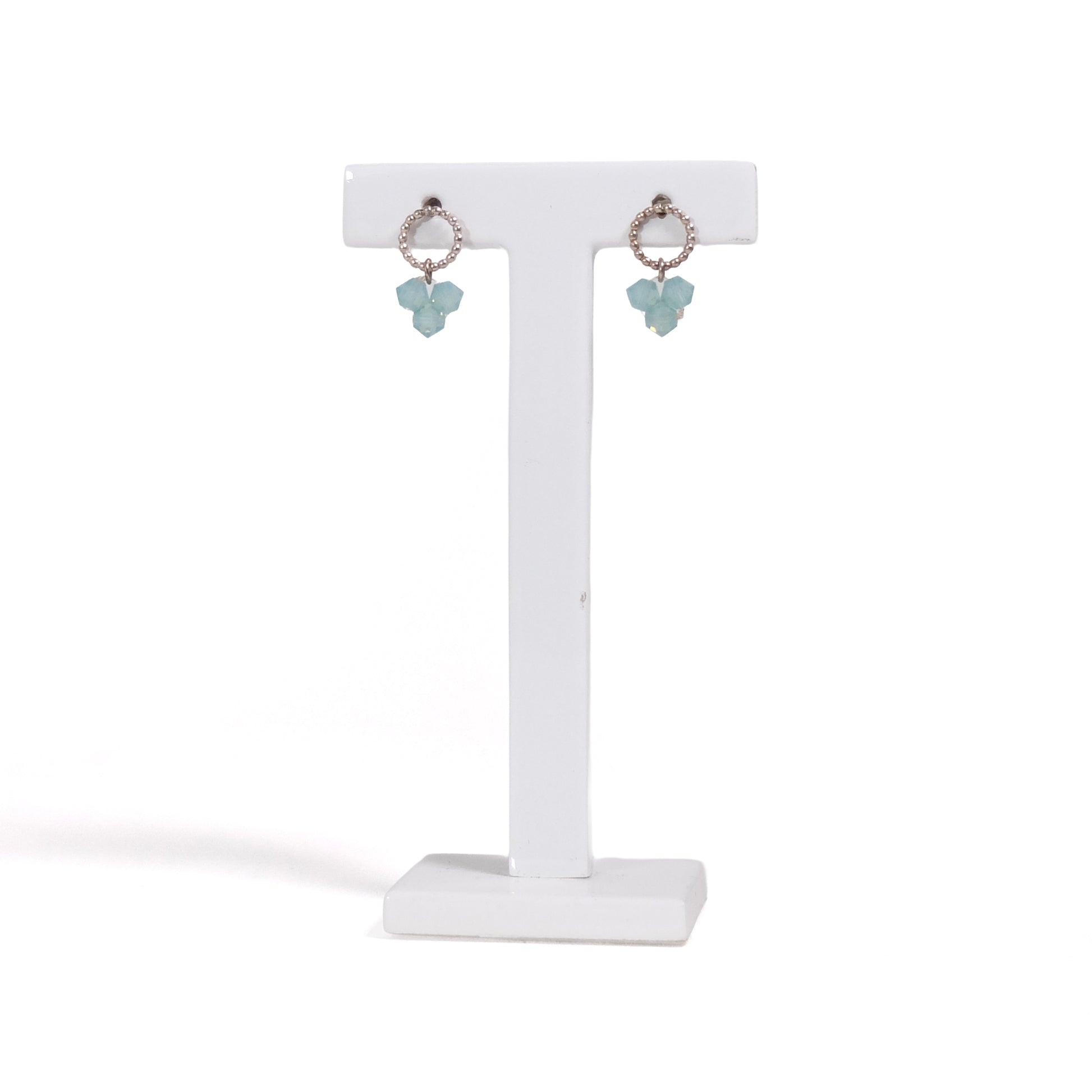 Swarowski Oorbellen Aquamarijn o3 Rond│Hester Zagt│in standaard