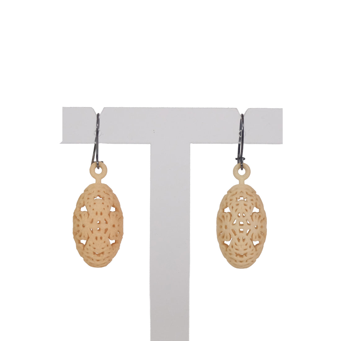 Oorbellen Oval Floral Geel│Studio E-Posh│vooraanzicht op standaard