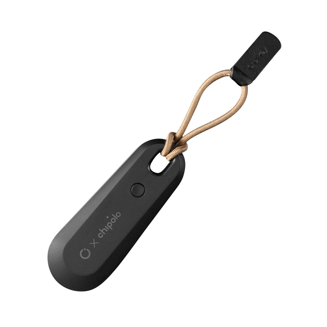Orbitkey x Chipolo Tracker V2 Black│art. TBT2-BLK-104│vooraanzicht schuin met koord
